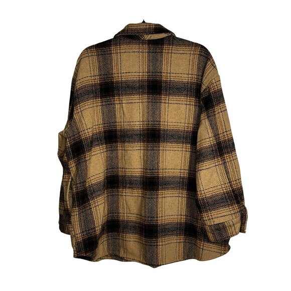 Time And Tru Womens Beige Plaid Button-Up Long Sleeve Shirt Jacket SZ XXLarge - Picture 2 of 8